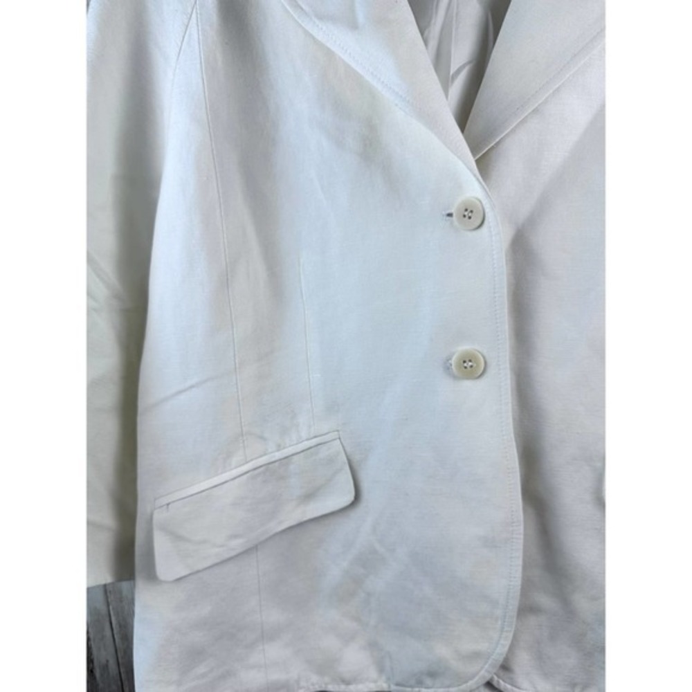 Kate Hill Womens Jacket Size‎ Medium Ivory 1/2 Sleeves Fully Lined Linen Blend - Picture 4 of 8